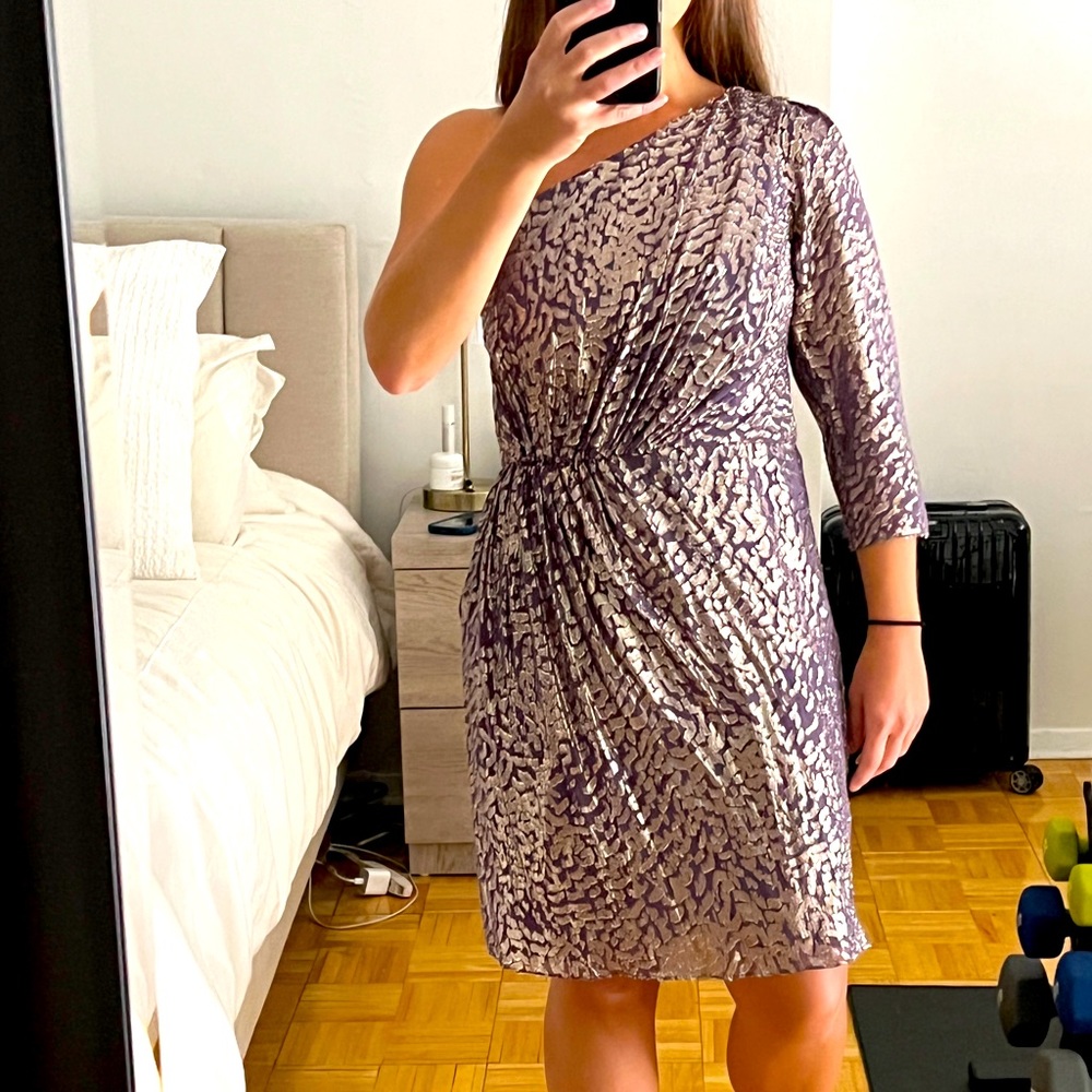 Shoshanna Metallic One Shoulder Dress NEW!